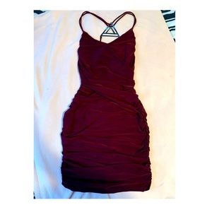 Ruched Burgundy MiniDress